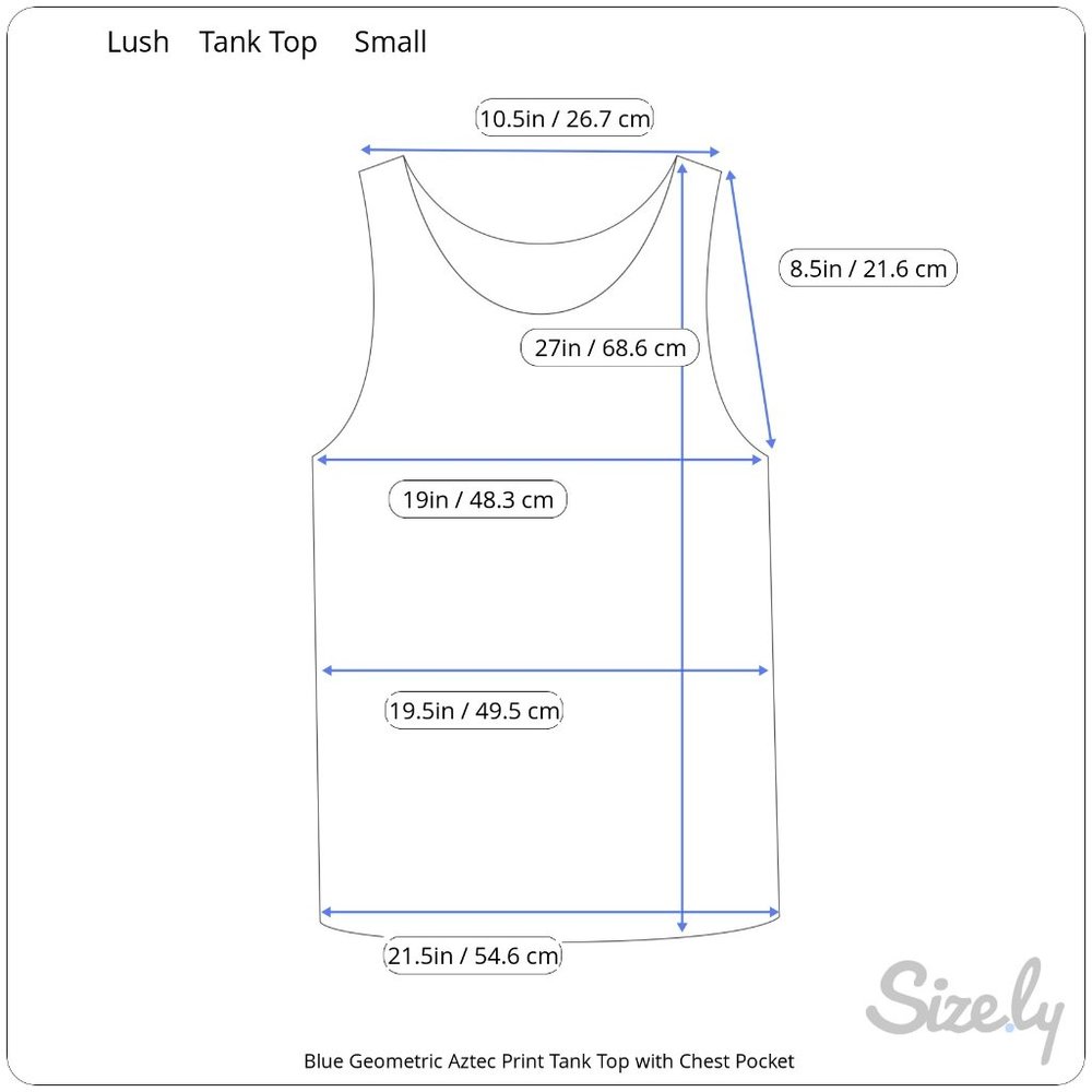 LUSH Boho Blue Mod Print Sleeveless V-Neck Tunic Tank-Top Blouse Size Small - Picture 15 of 15